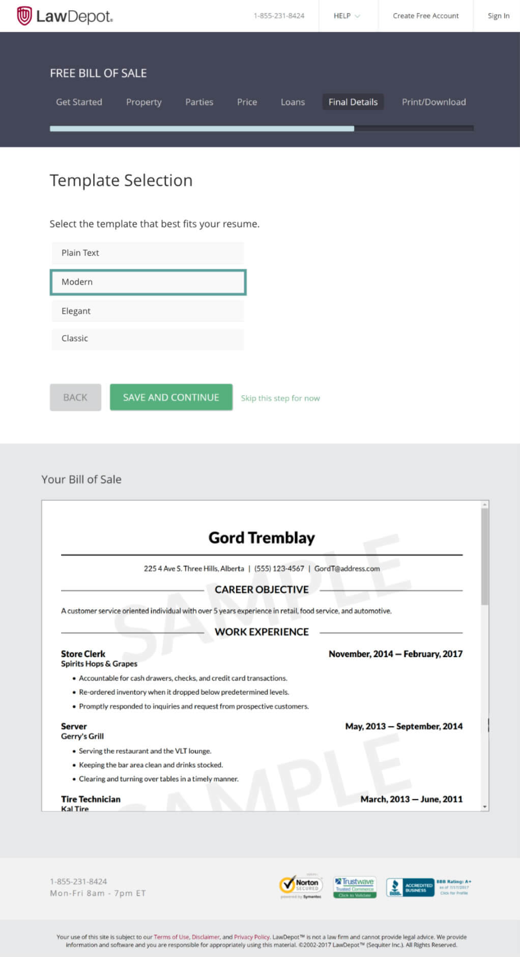 Mockup of a resume builder template selection page in a seondary design style.
