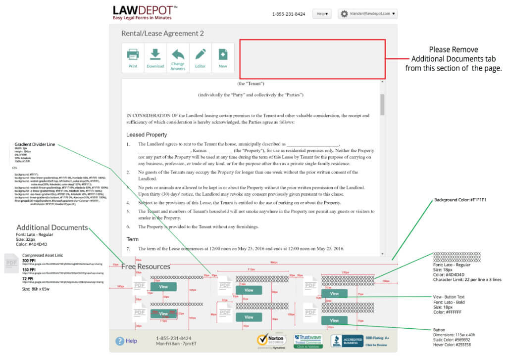Example spec document for adding free resources section to the bottom of the page in development.