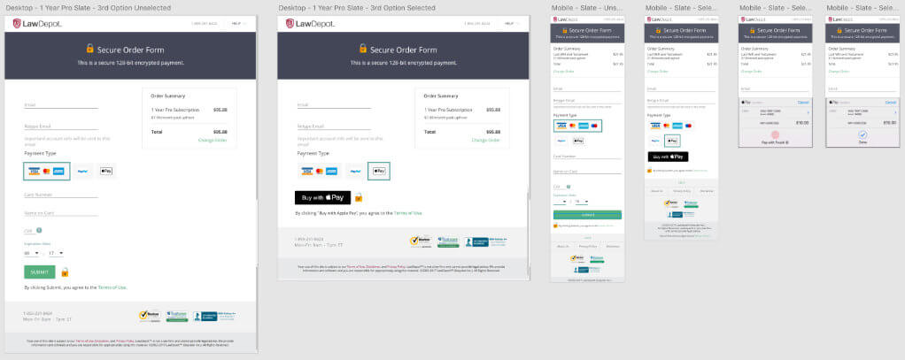 Apple Pay intergration web and mobile designs.