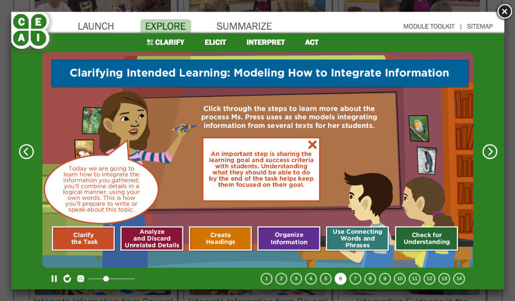 Interactive activity to clarify intended learning.