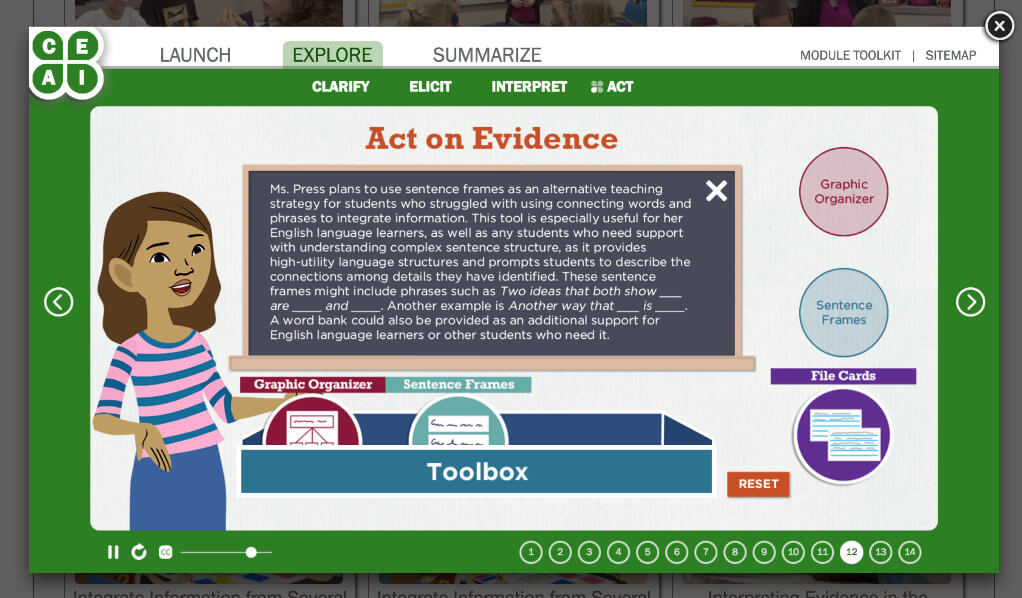 Drag and drop activity to act on evidence.