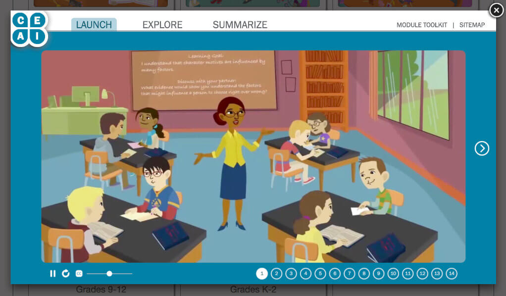 Screenshot of animation video in module.