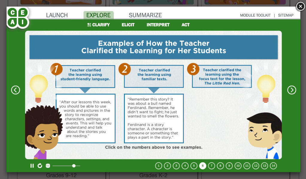Interactive activity for students to clarify their learning.